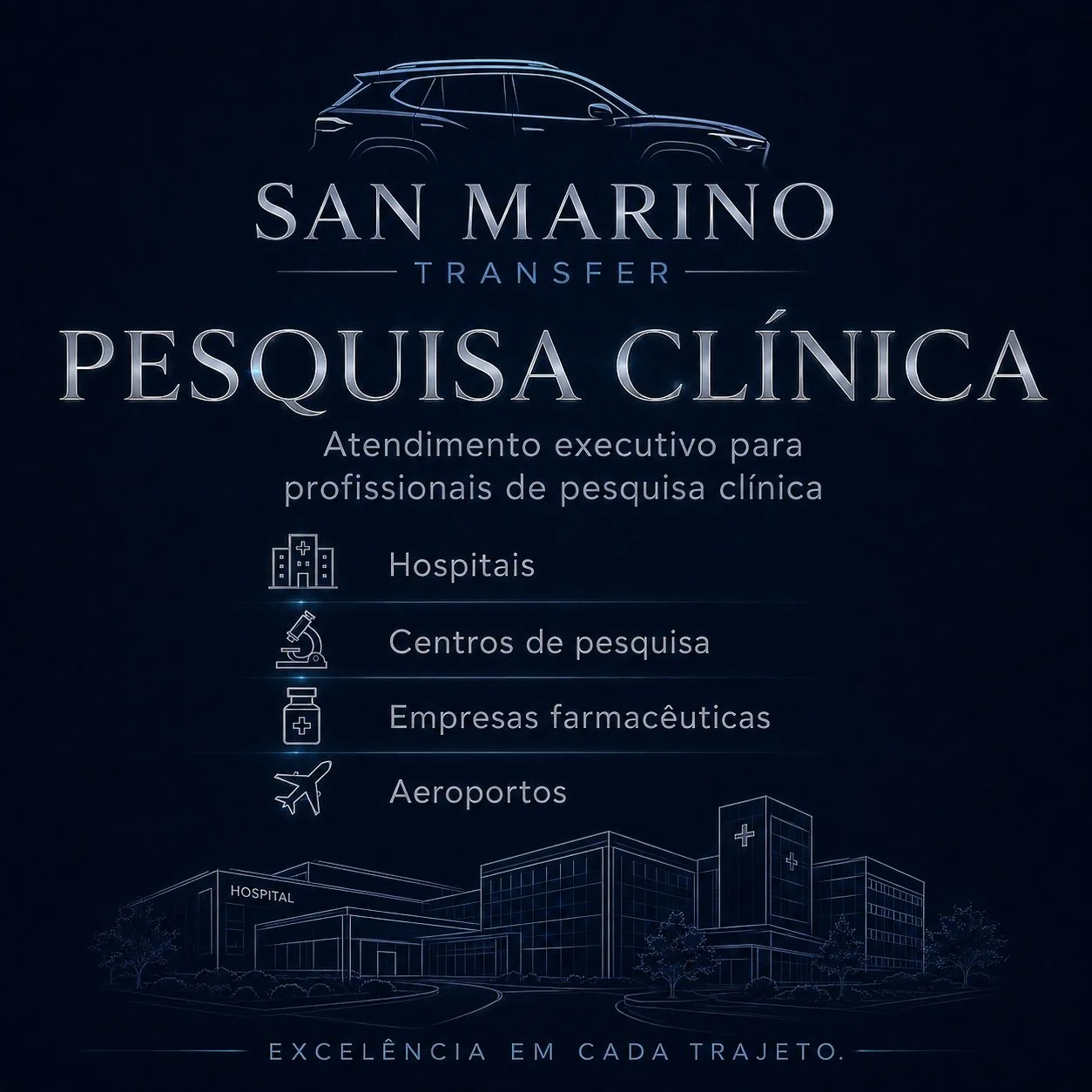 Transporte executivo para profissionais de pesquisa clínica — San Marino Transfer